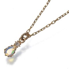アガット ネックレス オパール ダイヤ ダイヤモンド 0.01ct K10YG #201576