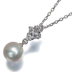 ミキモト ネックレス パール 真珠 7.3mm ダイヤ ダイヤモンド K18WG #201553