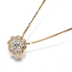 ダイヤ ダイヤモンド 0.20ct/0.10ct フラワー ネックレス K18YG ソーティング #201260