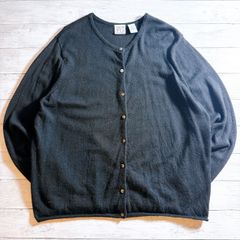【定番/上質素材】Field Gear フィールドギア 古着 100%メリノウール カーディガン ブラック 黒 Vネック 無地 シンプル レディース #C3297