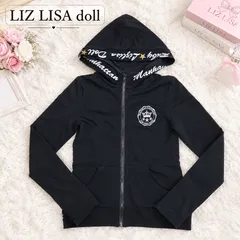 🌸SALE🌸 LIZ LISA doll リズリサドール 秋 ロゴプリント パーカー フード ジップアップ 黒 F