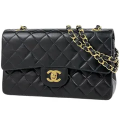 シャネル CHANEL ショルダーバッグ マトラッセ Wフラップ ココマーク レザー ブラック A01113 レディース 【中古】