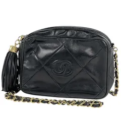 シャネル CHANEL ショルダーバッグ ココマーク フリンジ タッセル レザー ブラック レディース 【中古】
