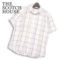 THE SCOTCH HOUSE スコッチハウス 春夏★ 半袖 シアサッカー チェック シャツ Sz.M メンズ