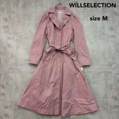 WILLSELECTION ウィルセレクション トレンチコート ドレスコート シングルトレンチ トレンチワンピース ロングコート アウター ピンク ウエストリボン ベルト フレア Aライン M 9号 レディース フェミニン 春秋 上品 ★ ■◇ ◇■