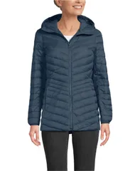 ランズエンド レディース アウター ジャケット・ブルゾン ダウン ジャケット Lands End Womens Wanderweight Packable Down Hooded Long Jacke