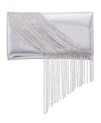 ニナ レディース バッグ クラッチバッグ Nina Crystal Chain Slim Envelope Clutch Silver シルバー
