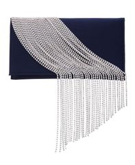 ニナ レディース バッグ クラッチバッグ Nina Crystal Chain Slim Envelope Clutch Navy ネイビー
