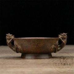 구리 세공 쌍용 귀향로 다도구 향도구 장식품 공예품 미술품 입상