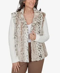 アルフレッド ダナー レディース アウター ジャケット・ブルゾン プチ プリント Alfredunner Petite AnimalPrint MandarinCollar Teddy Jacket