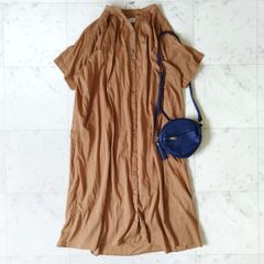 美品 アーバンリサーチドアーズ リネンレーヨンVネックワンピース モカ