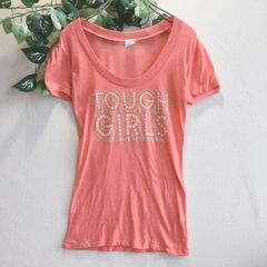 良品✨ クリスタリン バイ ランドリー CRYSTALLINE BY LAUNDRY カットソー Tシャツ Uネック フロントプリント 英字ロゴ 薄手 パフスリーブ