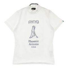 サイズ：M PING ピン 2024年モデル ハイネック 半袖 ニットセーター  ホワイト系 [240101775311] ゴルフウェア レディース ストスト