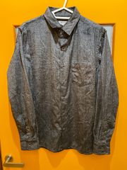 Y【Y15-81】◇ renoma HOMME    サイズM    起毛チェックプリント長袖シャツ　黒色　白色　メンズ