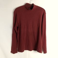 M1-04593【Women】UNIQLO(ユニクロ)  ハイネック カットソー 長袖 (M) / ワインレット 色あせ、汚れ有 HT-春秋