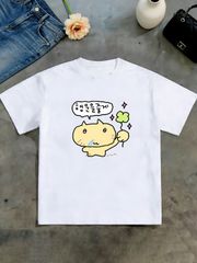新品 送料無料 ネコイラスト T シャツ 四つ葉のクローバー 韓国語吹き出し かわいい系 グラフィック ラフタッチ カジュアル