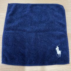 POLO RALPH LAUREN ラルフローレン ウォッシュタオル タオルハンカチ ネイビー 中古