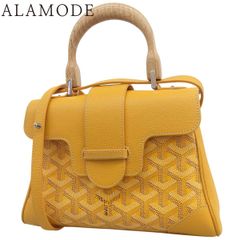 GOYARD(ゴヤール) サイゴン ミニ ソフトバッグ ハンドバッグ 2WAY 肩掛け 斜め掛け ショルダーバッグ ヘリンボーン柄 カーフ ウッド ゴヤールディンキャンバス イエロー黄 SAIGONMINTY08CL08P 40802196753【アラモード】