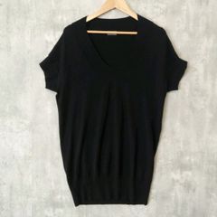 PREMISE for theory luxe プレミス フォー セオリーリュクス トップス ニット・セーター 38 ブラック系 春夏 ウール ノースリーブ フレンチスリーブ Vネック 黒 レディース ラ・ヴェリタ古着 260903-3006