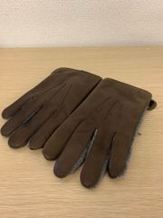 ＃ポロ ラルフローレン 手袋 グローブ レザー×ウール ブラウン×グレー メンズ【小物装飾品】【1】
