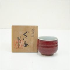 佐々木松楽造 赤楽茶碗（銘：春の山）（前大徳 大橋香林書付）（共箱