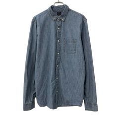 GAP 長袖 デニムシャツ L ブルー ギャップ ボタンダウン カジュアル デニム 胸ポケット カジュアルシャツ 無地 春物 a809-5636
