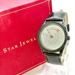 [상자 첨부/신품 전지] STAR JEWELRY 스타 쥬얼리 리미티드 에디션 맨즈 손목시계 라인 스톤 블랙 2008 신품 벨트