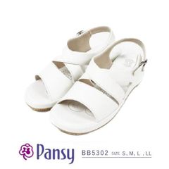 パンジー Pansy BB5302サンダルホワイトレディース事務サイドゴムおしゃれ美脚外履屋外軽量看護新品送料無料