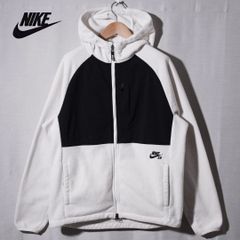 ナイキ NIKE SB フリース ジップパーカー M ポーラテック Polartec ホワイト ブラック 00s ロゴ刺繍 ナイロン ストリート Y2K アメカジ 古着 K821