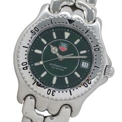 タグホイヤー TAG Heuer セル WG111E 時計 メンズ ブランド プロフェッショナル デイト クオーツ QZ ステンレス SS シルバー グリーン 磨き済み 【中古】