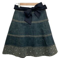 TO BE CHIC(トゥービーシック) スカート サイズ36 S レディース美品  ブルー デニム/スパンコール/ラインストーン