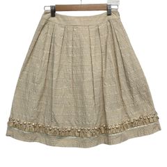 TO BE CHIC(トゥービーシック) スカート サイズ40 M レディース美品  ベージュ ビーズ/スパンコール