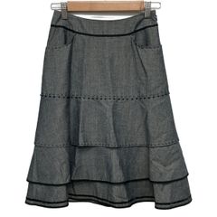 TO BE CHIC(トゥービーシック) スカート サイズ36 S レディース グレー×黒 ビーズ/スパンコール