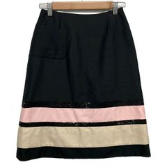 TO BE CHIC(トゥービーシック) スカート サイズ38 M レディース 黒×ベージュ×ピンク スパンコール
