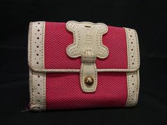 LOEWE ロエベ マカダム キャンバス×レザー 二つ折り 財布 ウォレット 札入れ 小銭入れ レディース ピンク系×アイボリー系 DQ1268