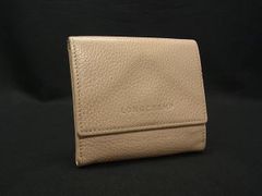 LONGCHAMP ロンシャン ル フローネ レザー 三つ折り 財布 ウォレット 札入れ 小銭入れ カード入れ レディース ベージュ系 DP8218