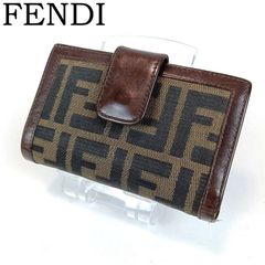 FENDI フェンディ ズッカ柄 長財布 二つ折り ロゴ ブラウン系