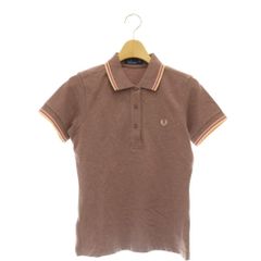 フレッドペリー FRED PERRY コットンロゴ刺繍ポロシャツ 半袖 US6 ブラウン /HK ■OS