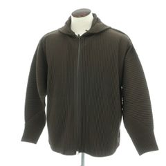 【中古】オム プリッセ イッセイミヤケ HOMME PLISSE ISSEY MIYAKE 2026年秋冬 プリーツ ダブルジップ パーカー グレイッシュオリーブ【サイズ表記なし（L位）】【メンズ】