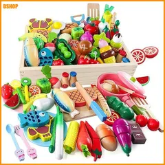 【即納】送料無料★Button Moon おままごとセット 木製おもちゃ モンテッソーリ 46PCS キッチン玩具 食品衛生法検