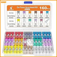 送料無料★JOREST 160個車ヒューズ、車/トラック/オートバイ用(2A 3A 5A 7.5A 10A 15A 20 送料無料
