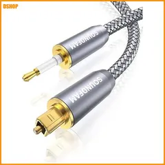 【激安】送料無料★Mini 光デジタルケーブル, TOSLINK-ミニTOSLINKケーブル ナイロン編組 光角型-3.5mm光