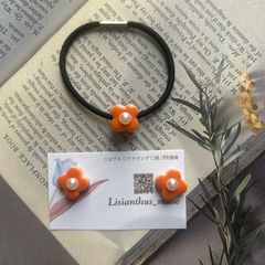 ≪115 オレンジ≫ハンドメイドレジンピアス 400円 - メルカリ