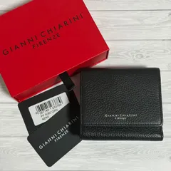 【極美品】GIANNI CHIARINI ジャンニキアリーニ PF 5080 GRN 三つ折り財布 NERO ブラック レザー コンパクトウォレット 箱 カード付き A117