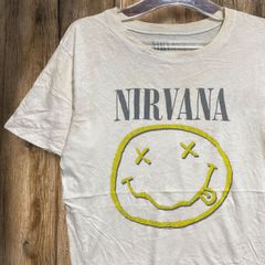 バンド Tシャツ NIRVANA ニルヴァーナ スマイリー ニコちゃん スマイル ロック グランジ 音楽 洋楽 白 Lサイズ 古着 ビンテージ used vintage p10