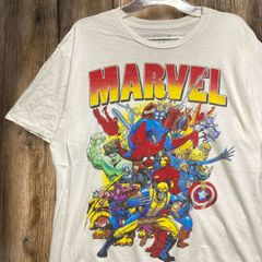 캐릭터 T 셔츠 MARVEL 마블 스파이더 맨 울버린 아이언 맨 히어로 미국 만화 만화 만화 애니메이션 영화 화이트 L 사이즈 헌 옷 ​​빈티지 used vintage p10