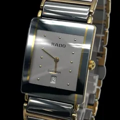 新品電池 稼働品 RADO ラドー DiaStar ダイヤスター インテグラル 160.0281.3N メンズ腕時計 クォーツ QZ デイト 2針 シルバー文字盤 グレー ゴールド