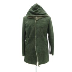 コムサイズム COMME CA ISM フェイクムートンコート L カーキ フード付き ロング丈 /YS28 ■GY75