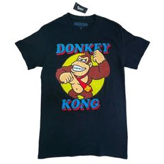 タグ付き！ドンキーコングDONKEY KONGスペンサーズSpencer's半袖TシャツゲームTキャラクターTキャラ物Nintendo任天堂ニンテンドー黒ブラック黄色イエロー青ブルー茶色ブラウン大判プリントデカプリントvintageヴィンテージ60702