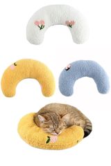 新品? 미사용 クッション月の形 ペット枕 快適 寝心地 ペット枕 3点セット猫のU字型枕 月の形 快適 寝心地 あごのせ猫枕 ペット枕 プレ